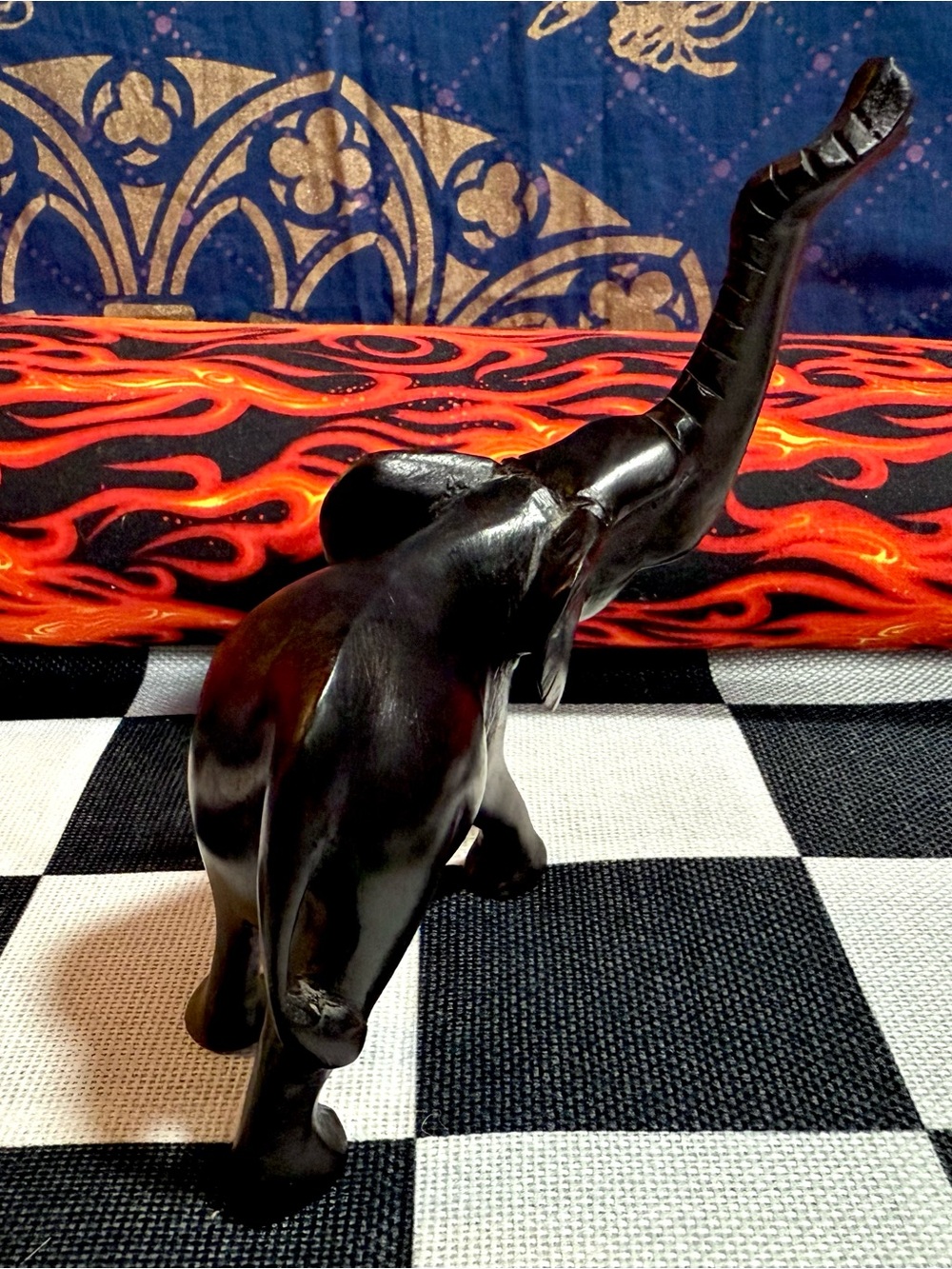 Hand Carved Wooden MCM Elephant Figurine - Picture 6 of 10